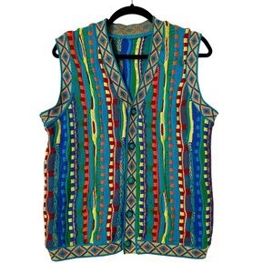 Vintage 90s COOGI Style Striped 3D Knit Vest